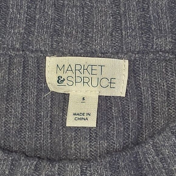 Market & Spruce Grey Ribbed Knit Crewneck Sweater – Size Small – Soft & Classic - Picture 7 of 8
